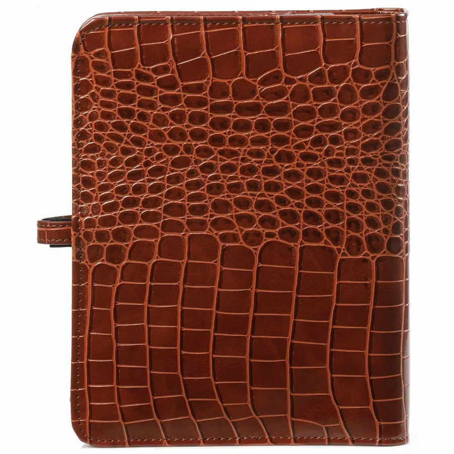 1011-10 nachfüllbar A5 6 Ring Binder Planer Organizer Croco Cognac
