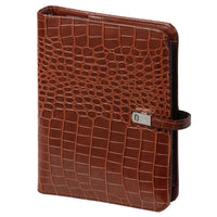 1011-10 nachfüllbar A5 6 Ring Binder Planer Organizer Croco Cognac