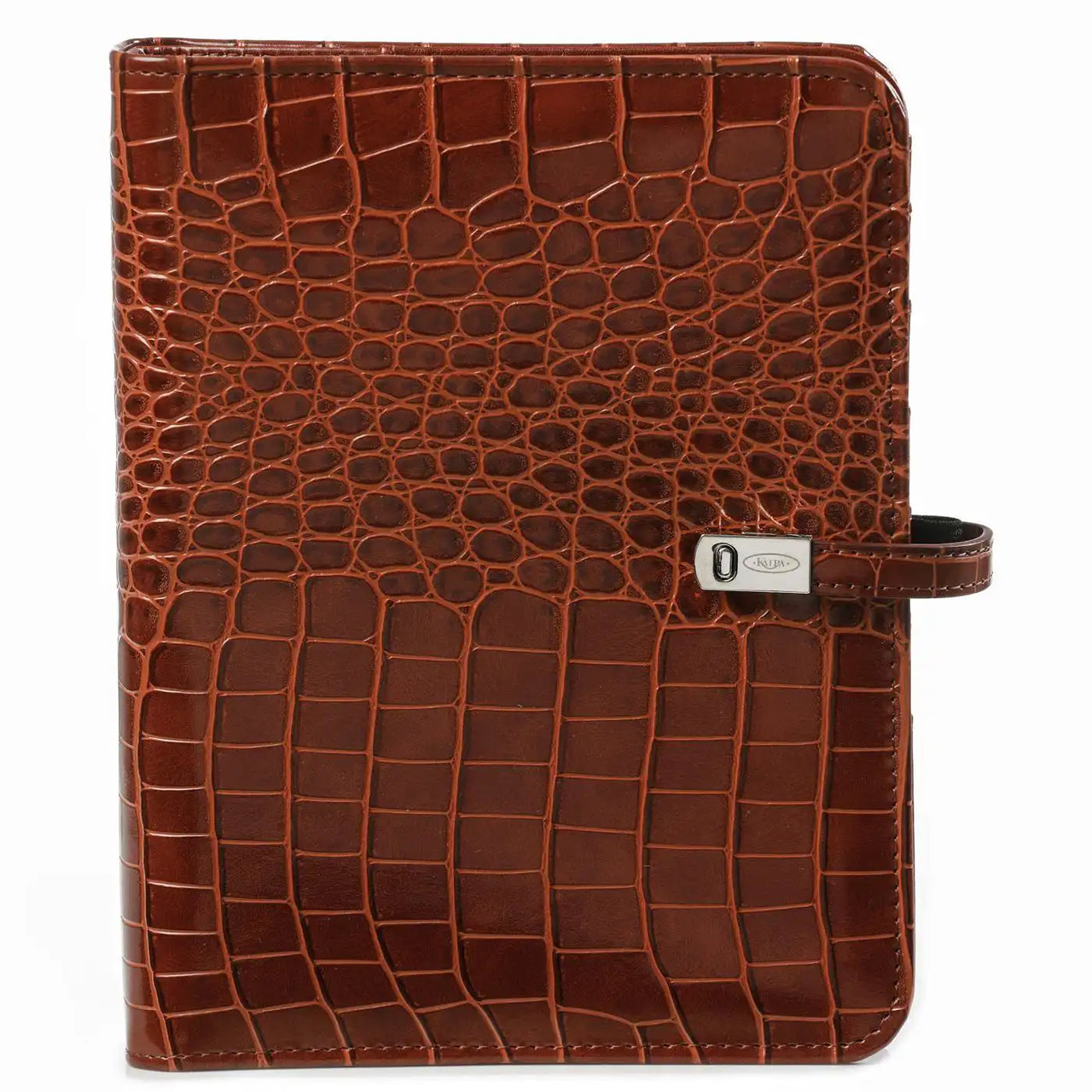 1011-10 nachfüllbar A5 6 Ring Binder Planer Organizer Croco Cognac
