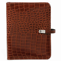 1011-10 nachfüllbar A5 6 Ring Binder Planer Organizer Croco Cognac