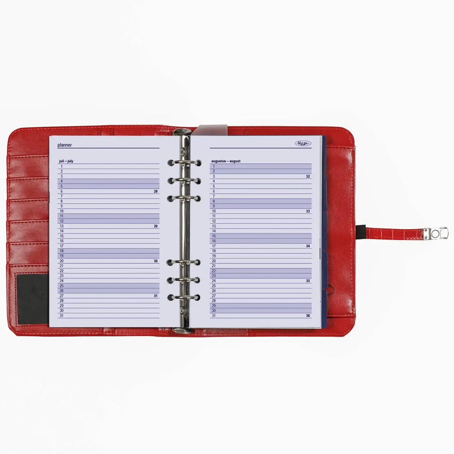 1011-11 Nachfüllbar A5 6 Ring Binder Planer Croco Rot