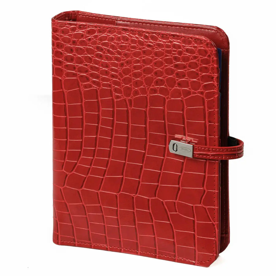 1011-11 Nachfüllbar A5 6 Ring Binder Planer Croco Rot
