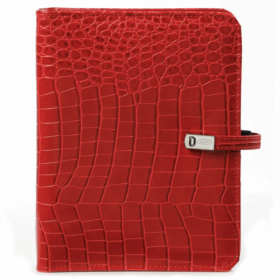 1011-11 Nachfüllbar A5 6 Ring Binder Planer Croco Rot
