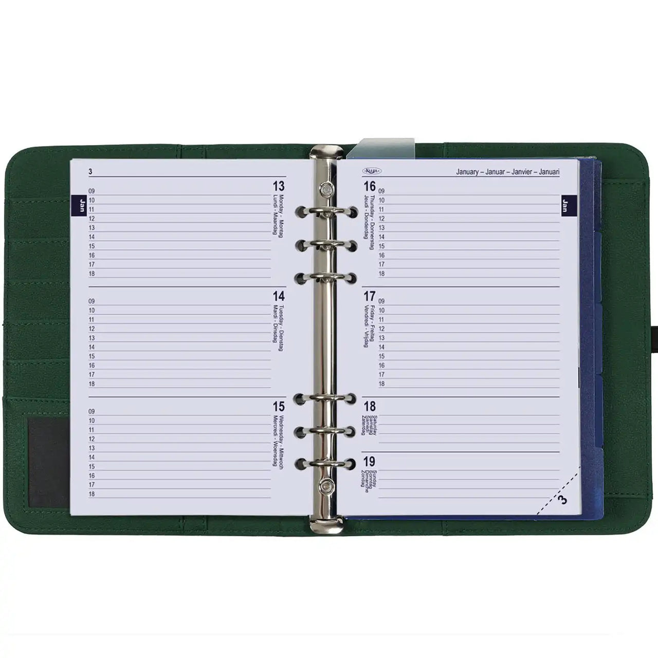 1011-19 A5 Ringagenda Organizer Grün