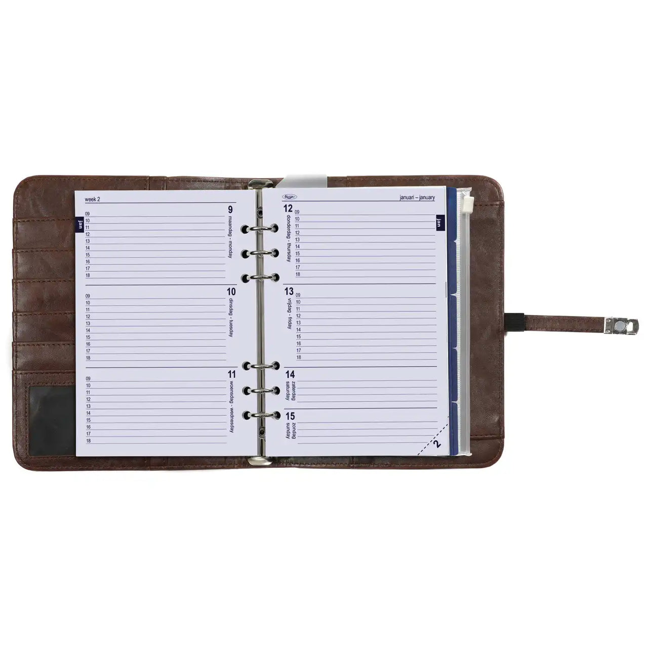1011-39 Refillable A5 Agenda Ring Binder Omber Brown