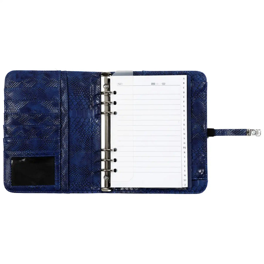 1011-75 A5 Ring Binder Agenda Croco Indigo