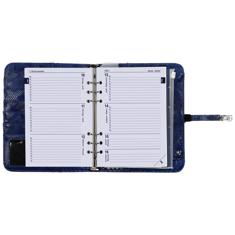 1011-75 A5 Ring Binder Agenda Croco Indigo