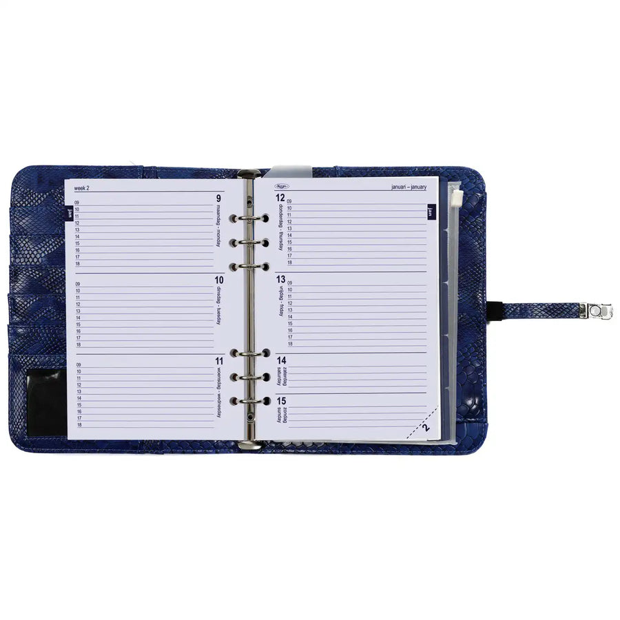 1011-75 A5 Ring Binder Agenda Croco Indigo