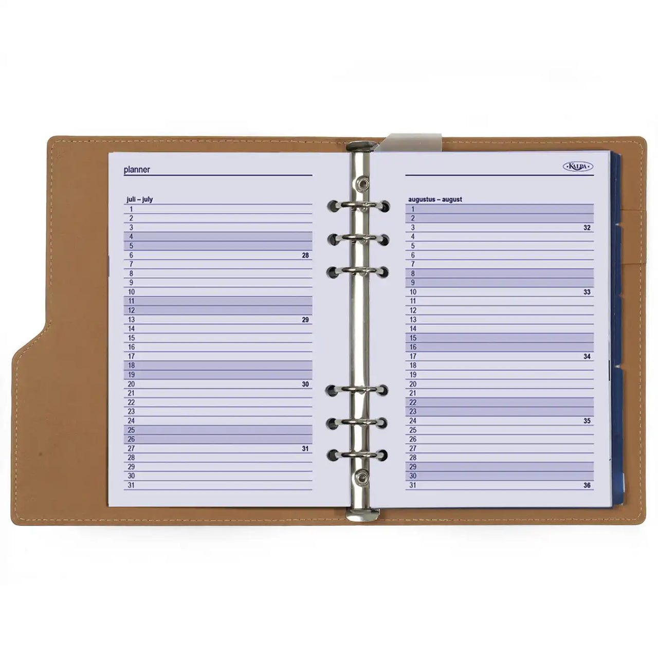 1016-05 Refillable A5 Ring Binder Agenda Snake Print Brown