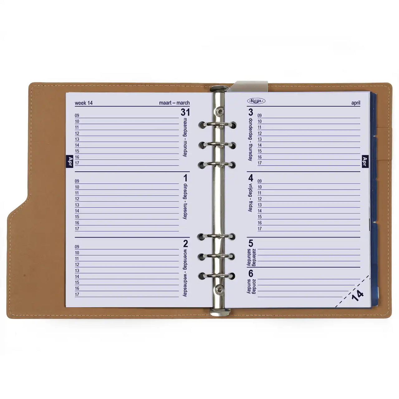 1016-05 Refillable A5 Ring Binder Agenda Snake Print Brown