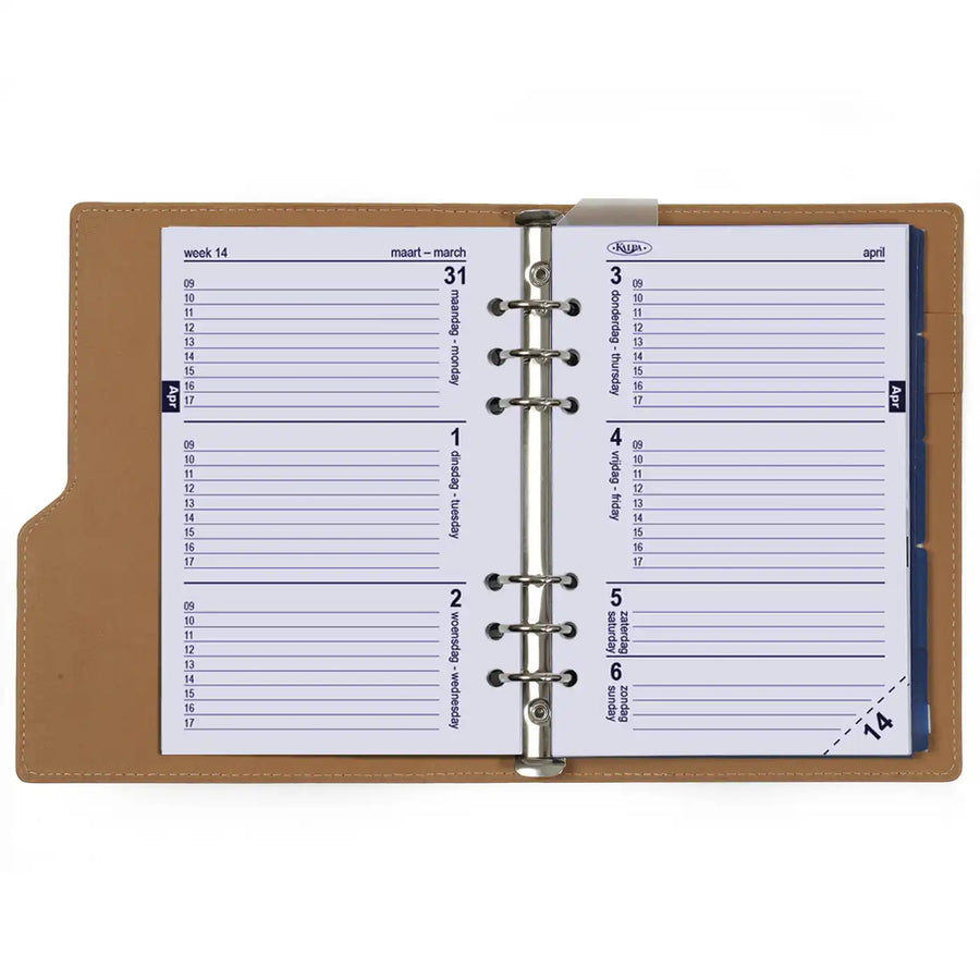 1016-05 Refillable A5 Ring Binder Agenda Snake Print Brown