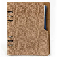 1016-05 Refillable A5 Ring Binder Agenda Snake Print Brown