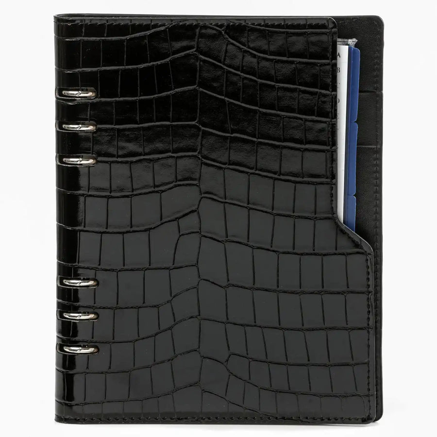 1016-06 Nachfüllbar A5 Planer Agenda Croco Schwarz
