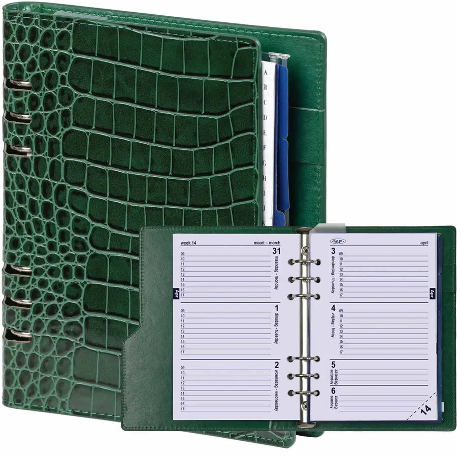 1016-09 Nachfüllbar A5 Planer Organizer Kompakt Croco Grün