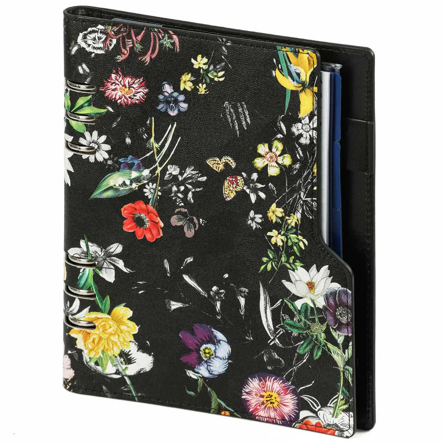 1016-12 Nachfüllbar A5 Ringbuch Organizer Blumenmeer schwarz