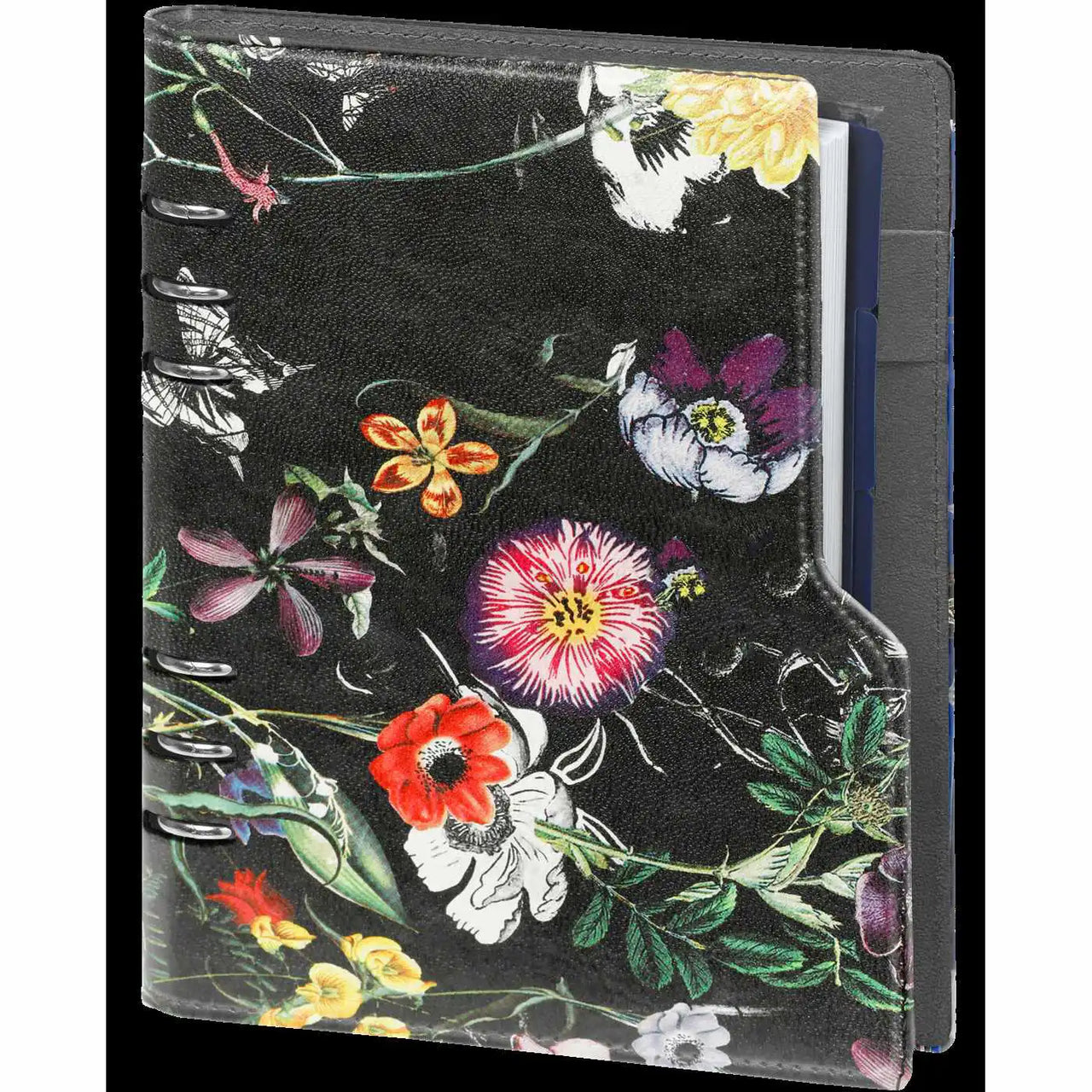 1016-12 Nachfüllbar A5 Ringbuch Organizer Blumenmeer schwarz