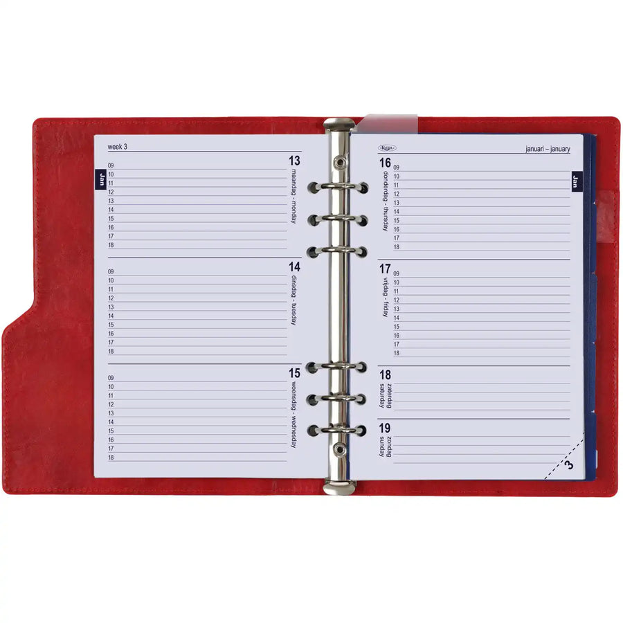 1016-16 A5 6 Ringplaner Organizer Rot