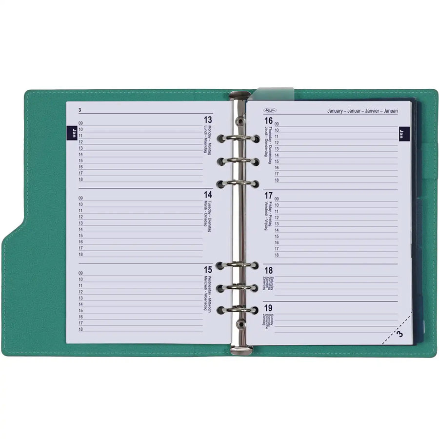1016-18 A5 6 Ringplaner Agenda Mint Grün
