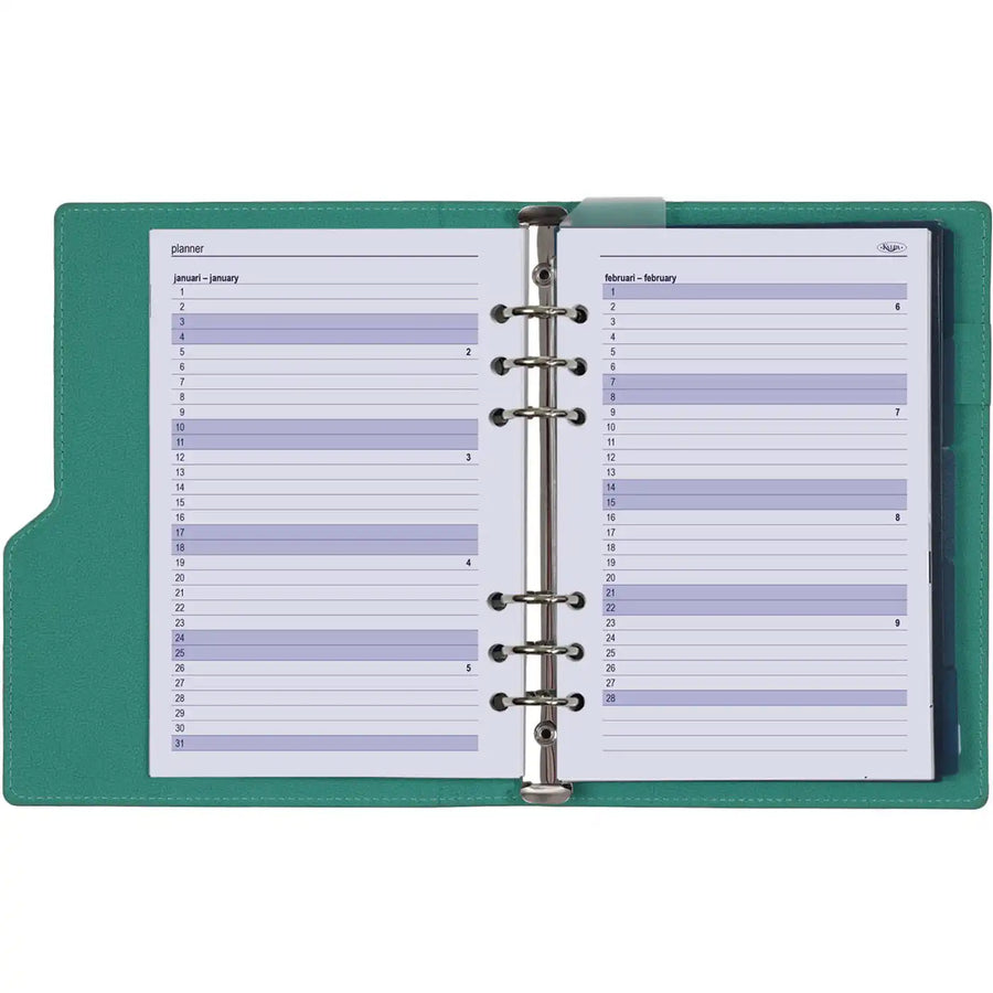 1016-18 A5 6 Ringplaner Agenda Mint Grün