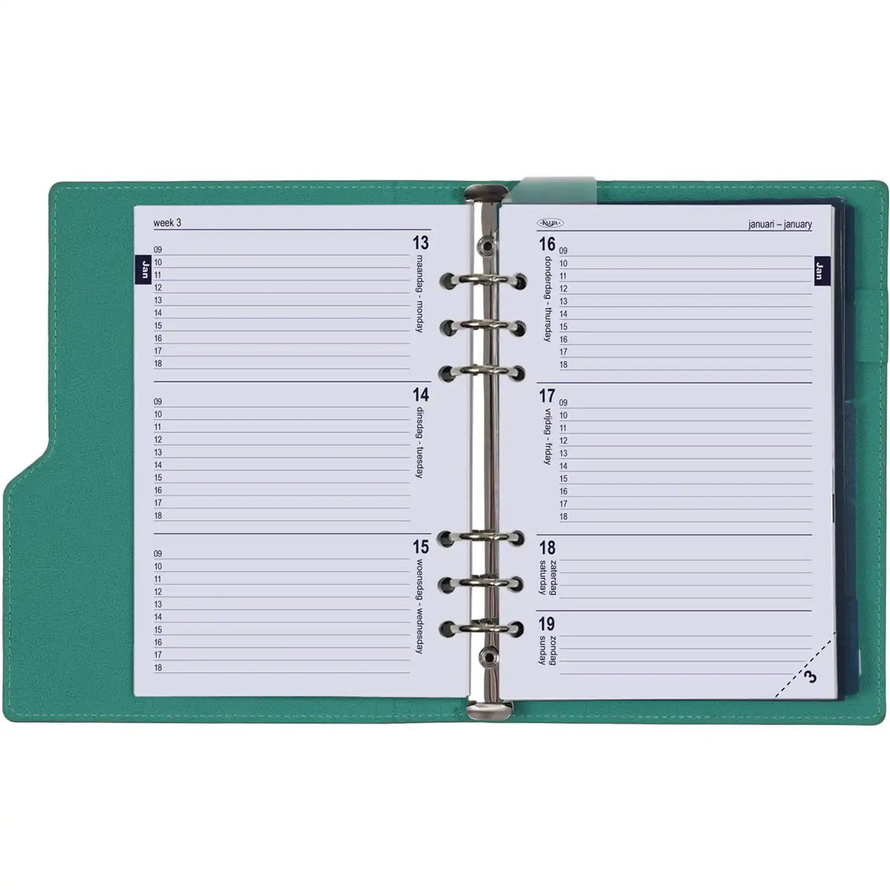 1016-18 A5 6 Ringplaner Agenda Mint Grün
