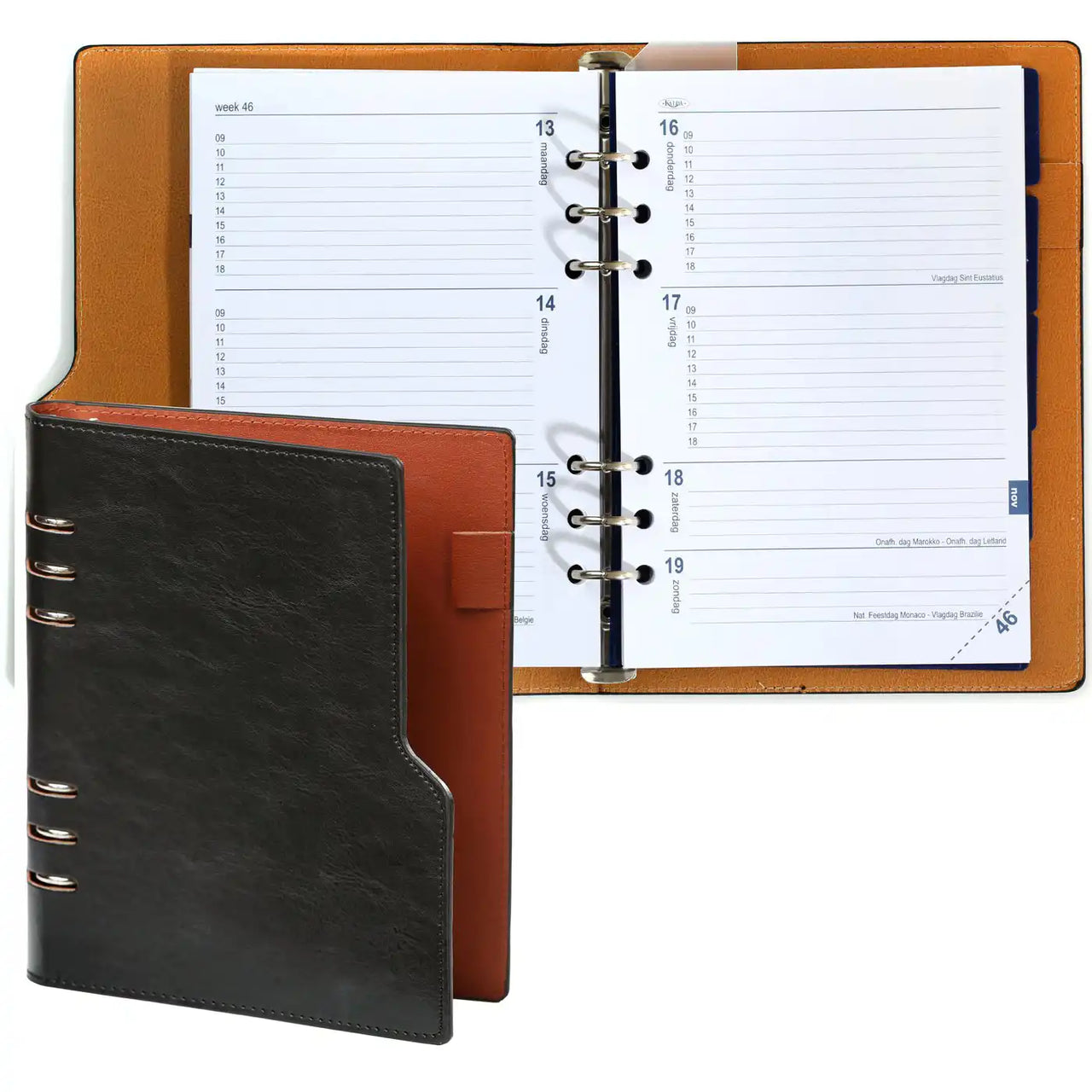 1016-60 Clipbook Refillable A5 6 Ring Binder Agenda Pullup Black