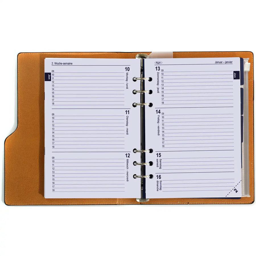1016-60 Clipbook Refillable A5 6 Ring Binder Agenda Pullup Black