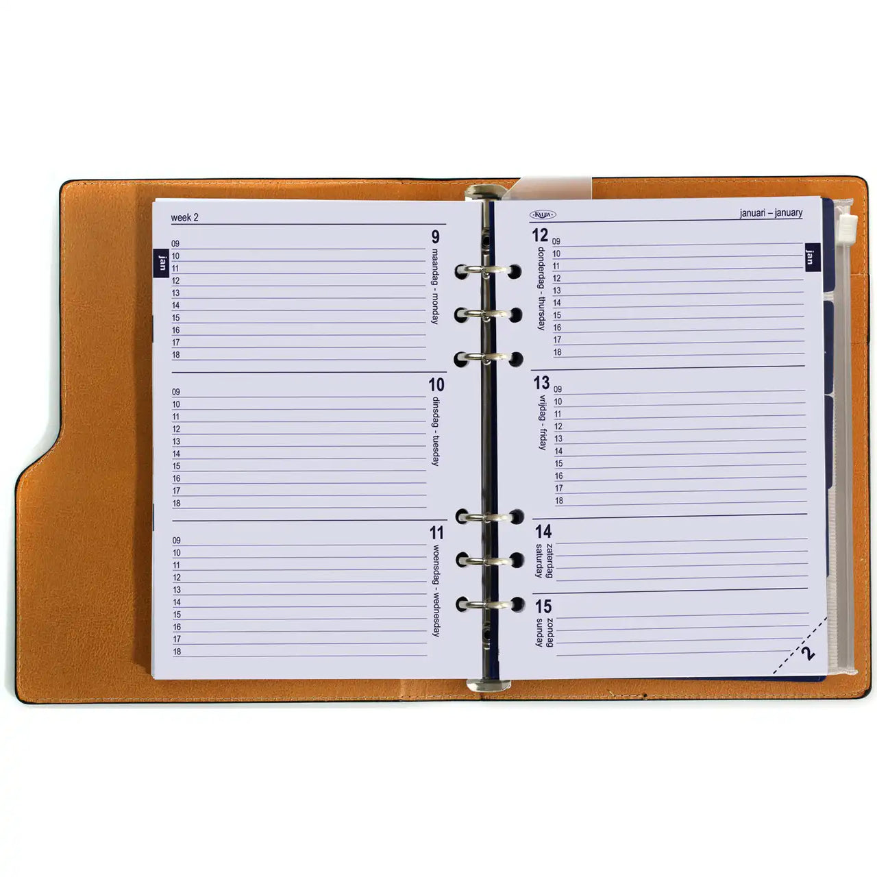 1016-60 Clipbook Refillable A5 6 Ring Binder Agenda Pullup Black