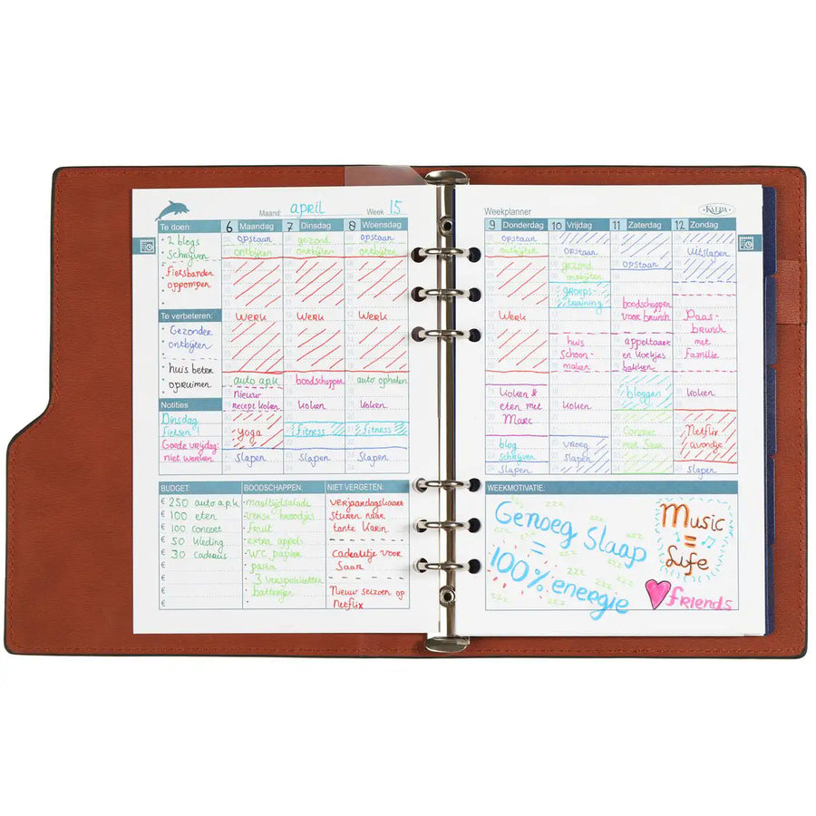 1016-60 Clipbook Refillable A5 6 Ring Binder Agenda Pullup Black