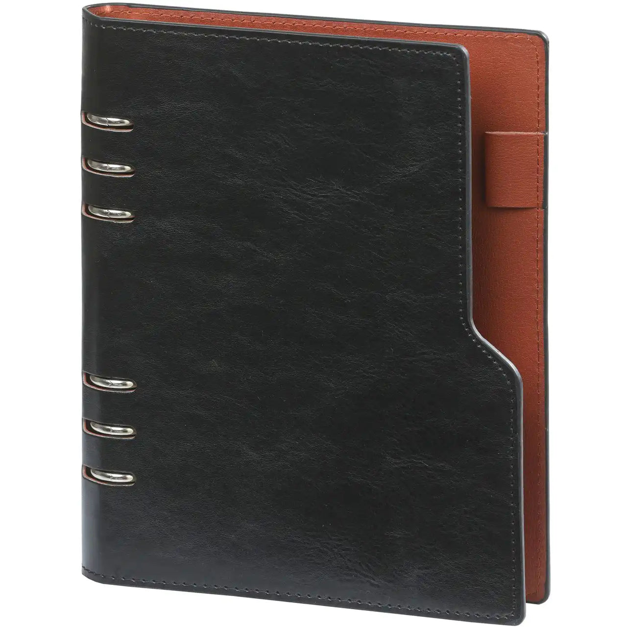 1016-60 Clipbook Refillable A5 6 Ring Binder Agenda Pullup Black