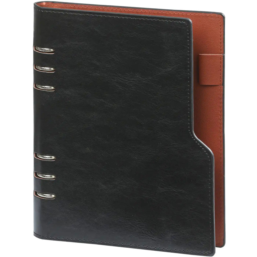 1016-60 Clipbook Refillable A5 6 Ring Binder Agenda Pullup Black