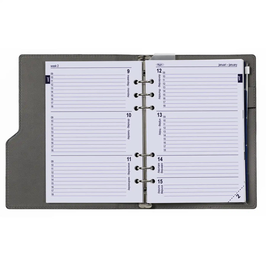 1016-76 A5 Binderplanner Clipbook Croco Grijs