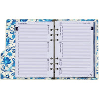 1016-78 Clipbook A5 Ring Binder Organizer Delft Blue Flowers