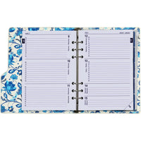 1016-78 Clipbook A5 Ring Binder Organizer Delft Blue Flowers