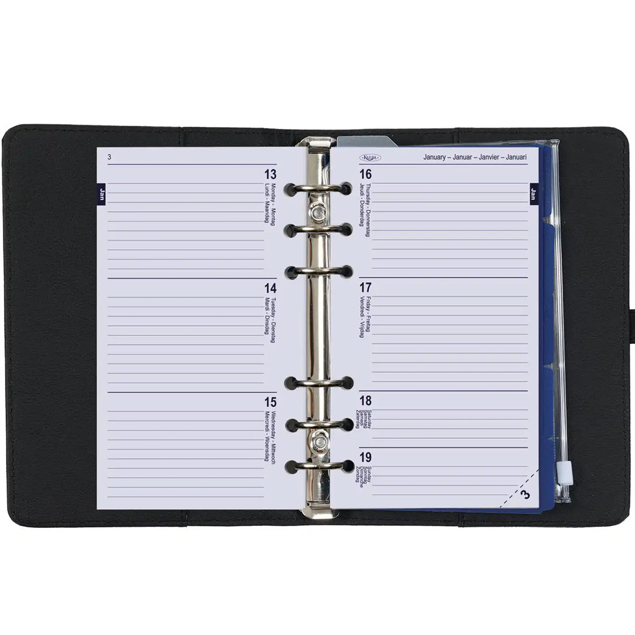 1111-01 Personal Ring Planner Grain Black