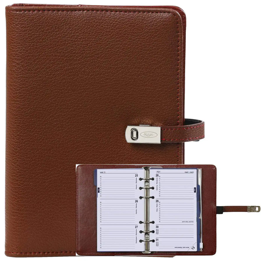 1111-02 Nachfüllbar Personal Ringbuch Organizer Haselnussbraun
