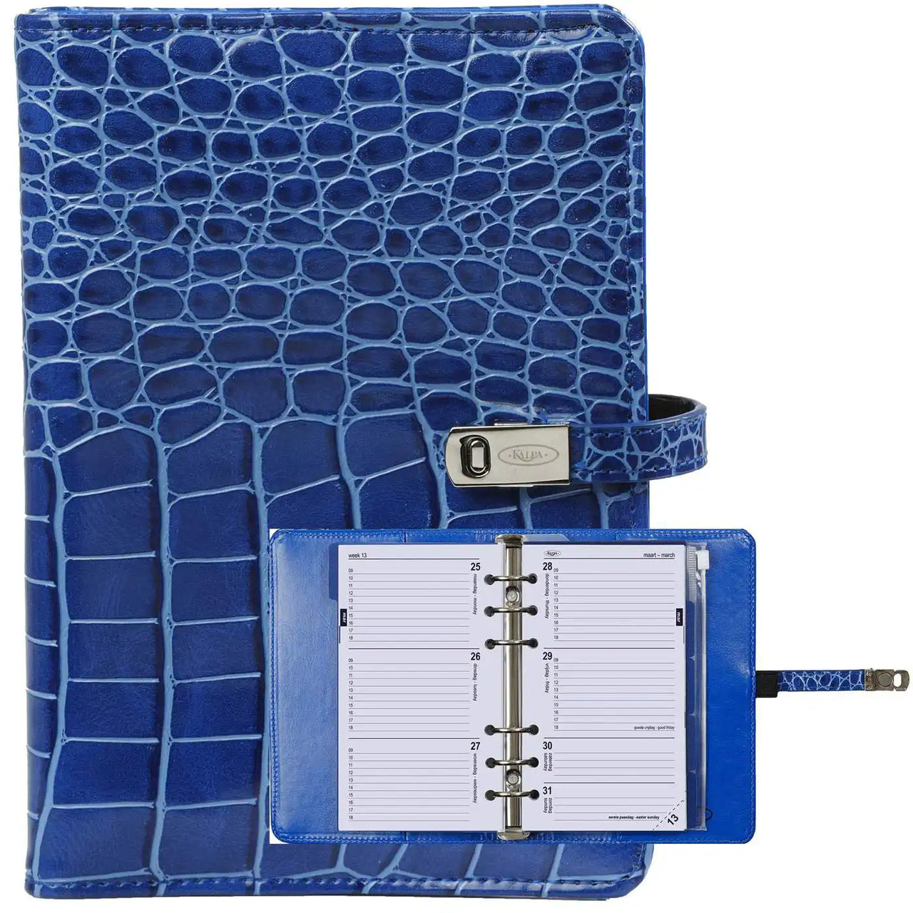 1111-07 hervulbare Personal Organizer Croco Mediterraan blauw
