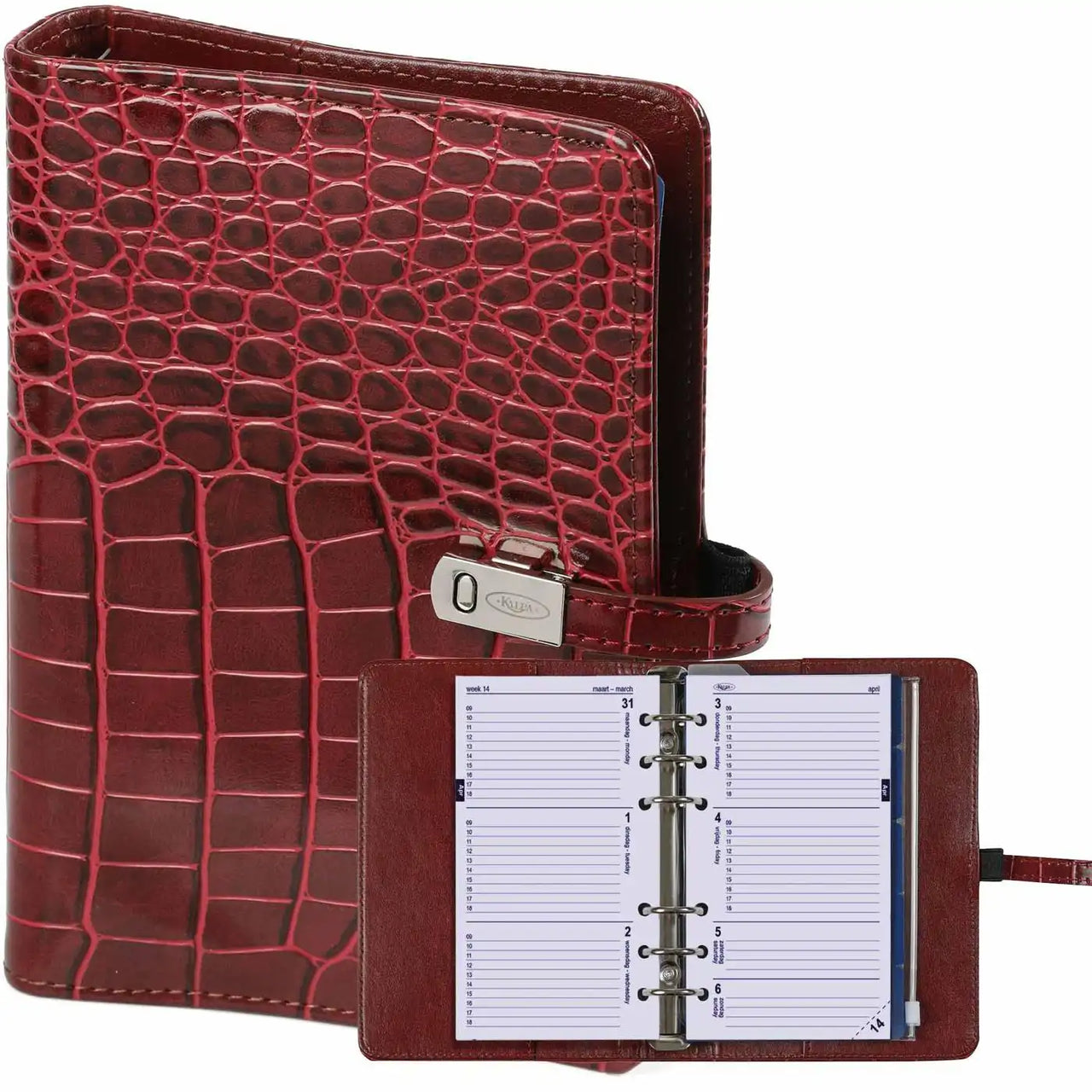 1111-08 Nachfüllbar Personal Ringbindemittelagenda Croco Maulbeere