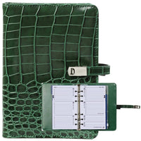 1111-09 Nachfüllbar Personal Planer Organizer Croco Waldgrün