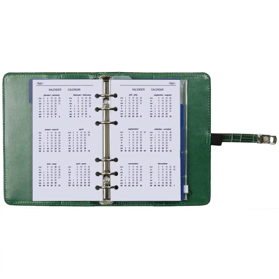 1111-09 Nachfüllbar Personal Planer Organizer Croco Waldgrün
