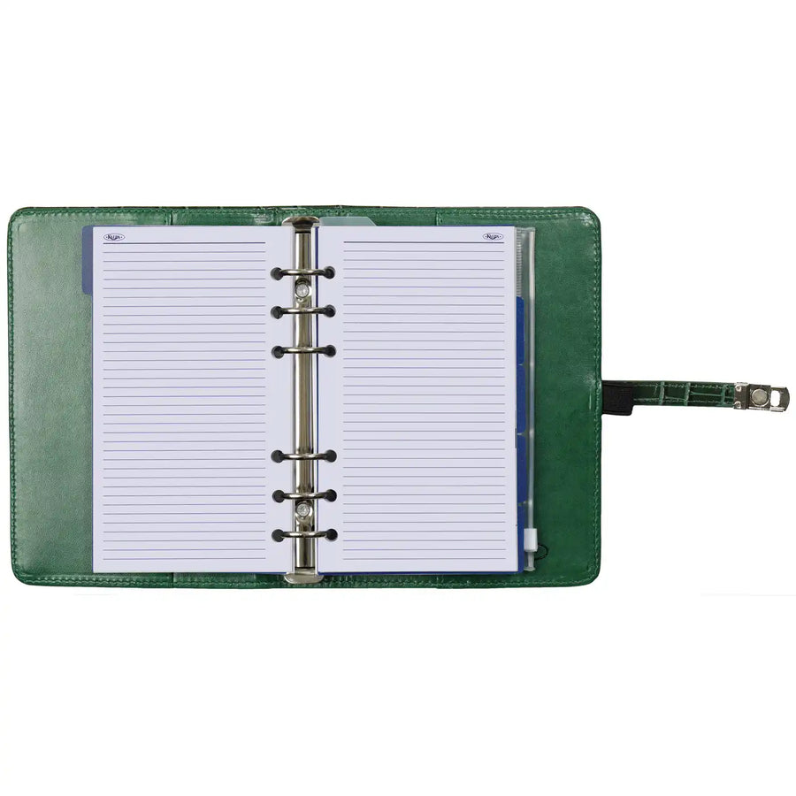1111-09 Nachfüllbar Personal Planer Organizer Croco Waldgrün