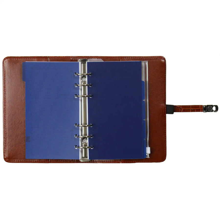 1111-10 nachfüllbar Personal 6 Ringbindemittel Organizer Croco Cognac