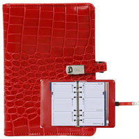 1111-11 Nachfüllbar Personal 6 Ring Binder Planer Croco Rot