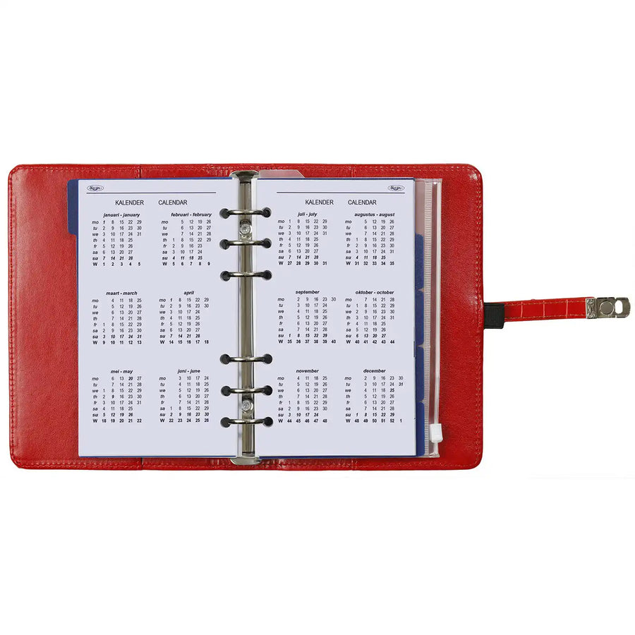 1111-11 Nachfüllbar Personal 6 Ring Binder Planer Croco Rot