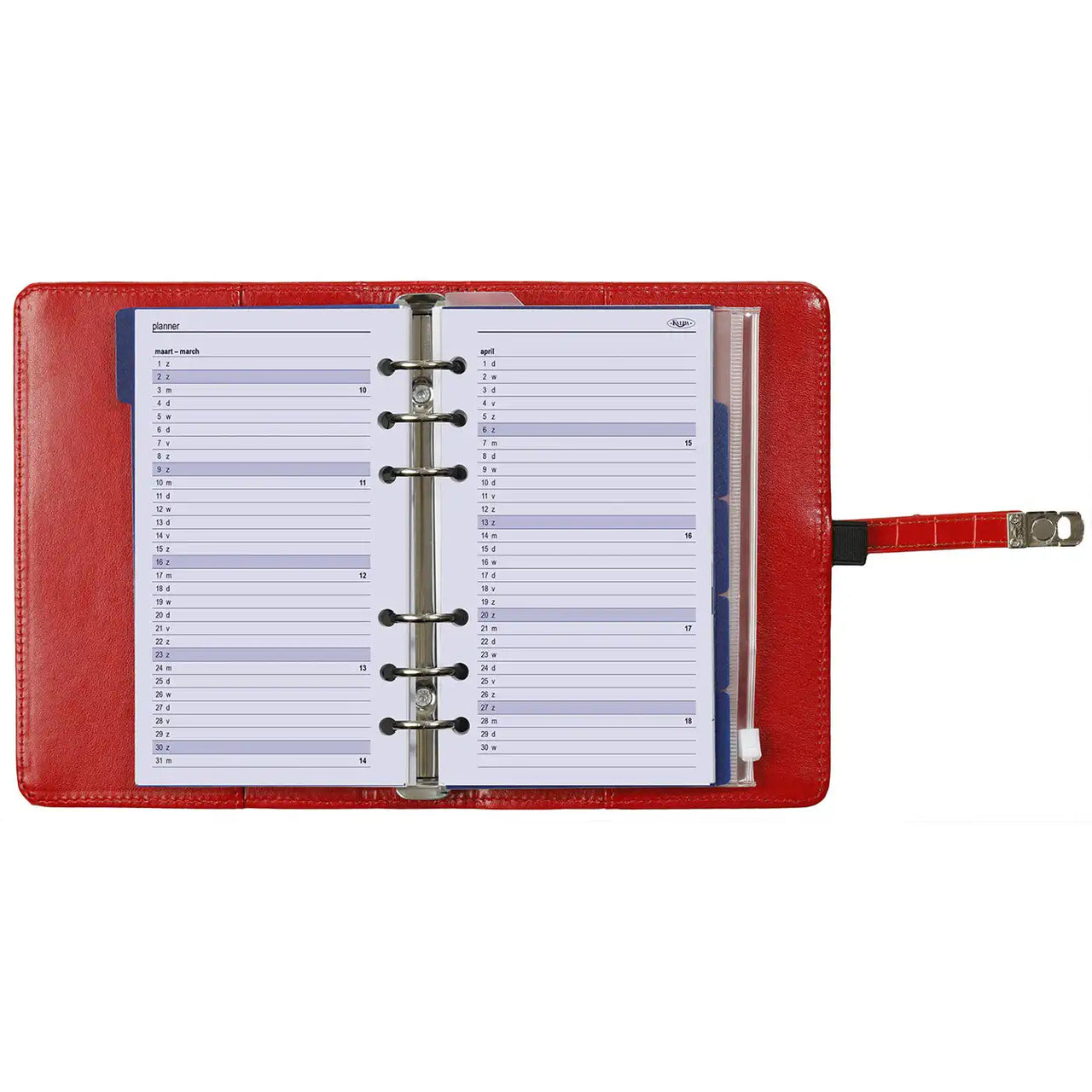 1111-11 Nachfüllbar Personal 6 Ring Binder Planer Croco Rot
