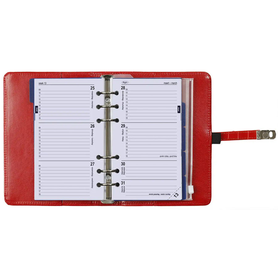 1111-11 Nachfüllbar Personal 6 Ring Binder Planer Croco Rot