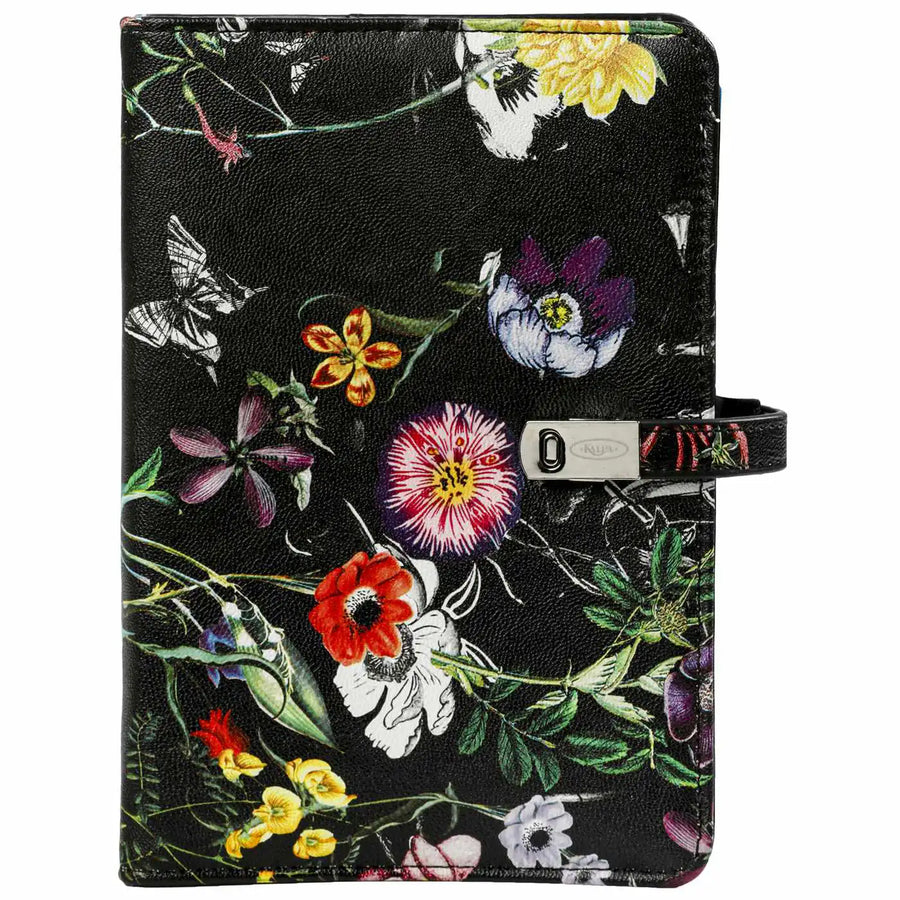 1111-12 Nachfüllbar Personal 6 Ringbindemittel Agenda Blumen von Blüte schwarz