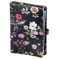 1111-12 Nachfüllbar Personal 6 Ringbindemittel Agenda Blumen von Blüte schwarz