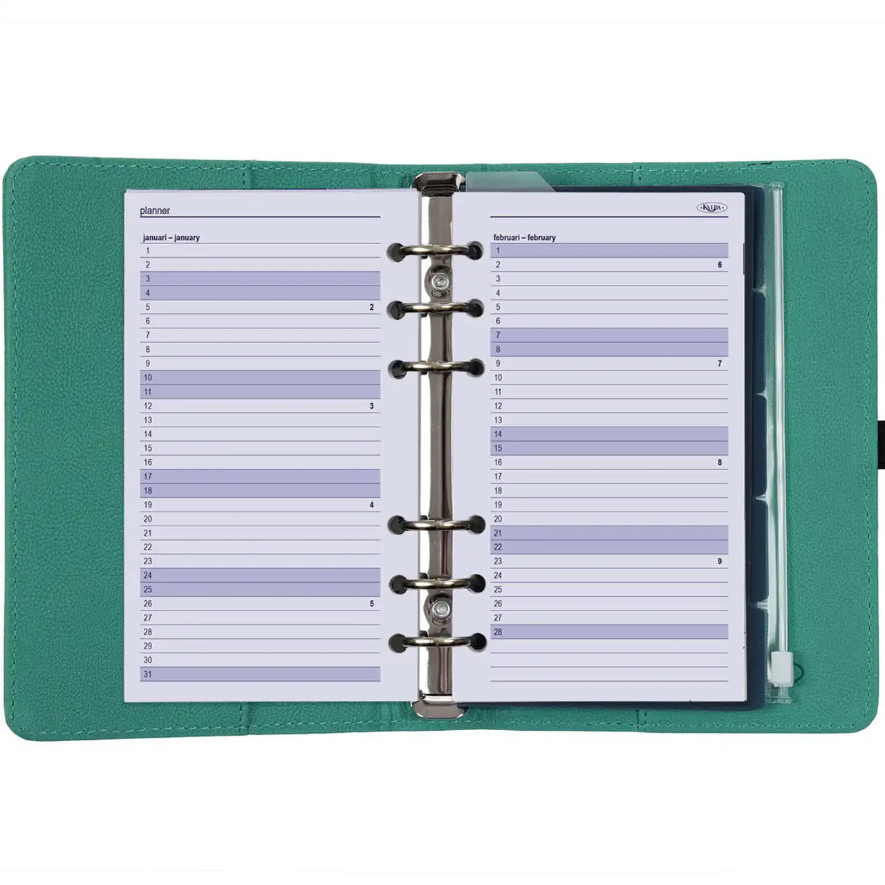 1111-18 Personal Ringagenda Organizer Muntgroen