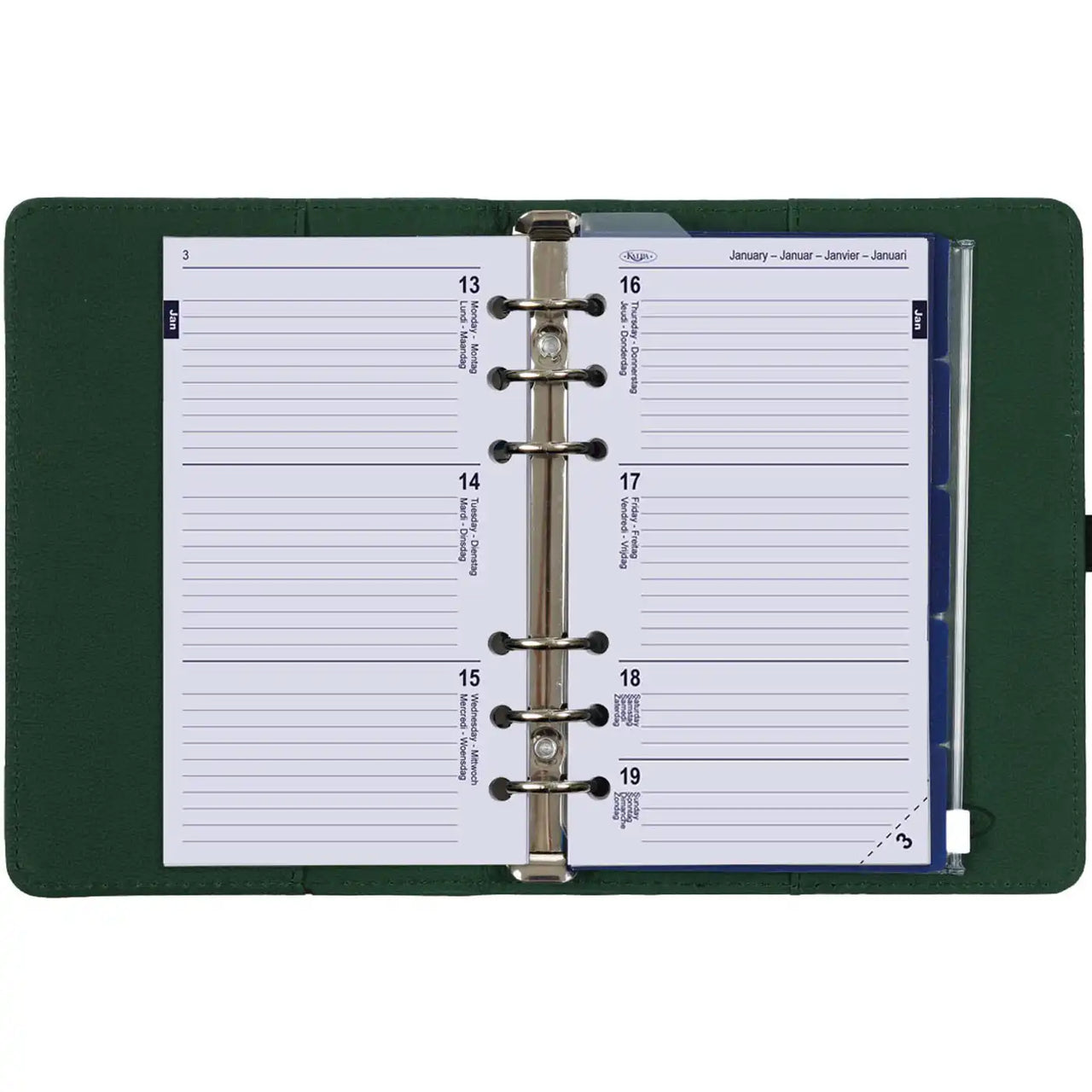 1111-19 Personal Ring Agenda Planner Forest Green