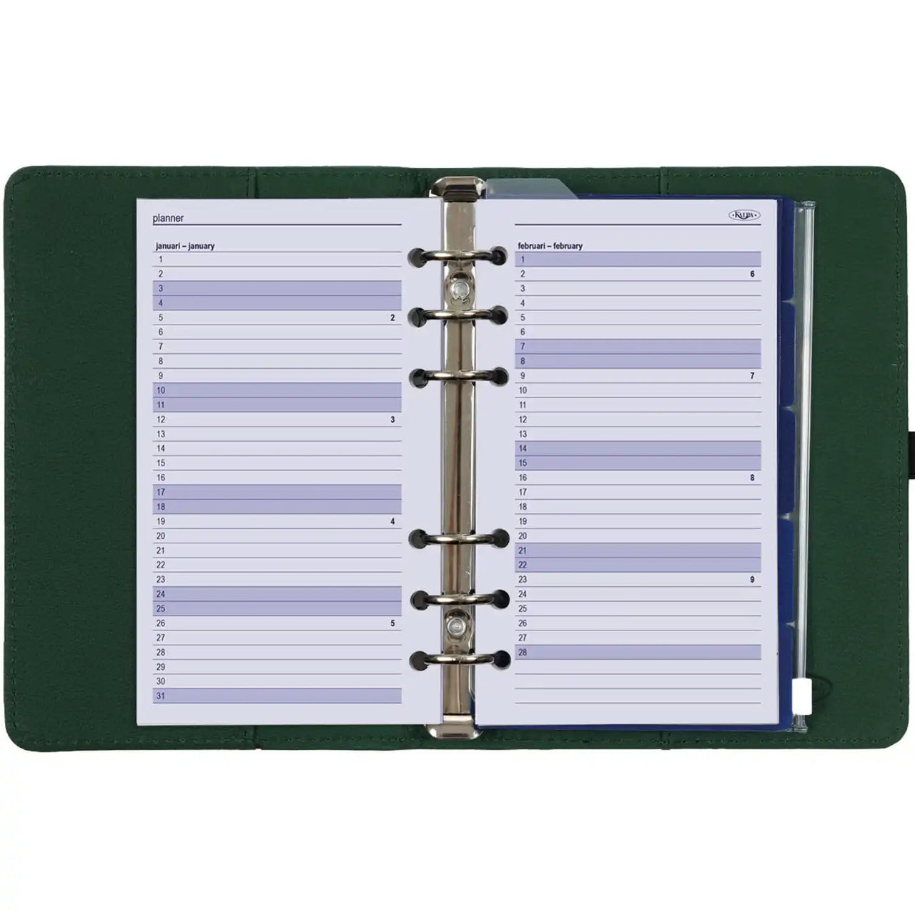 1111-19 Personal Ring Agenda Planner Forest Green